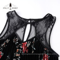 Fashion Black Spring Floral Dinner Dresses Ladies Clothes